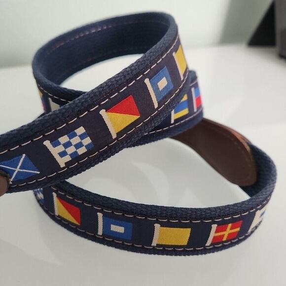 ZEP-PRO Vintage USA made NAUTICAL Sailing Flags Webbing Leather Belt Size 40 - Picture 7 of 12